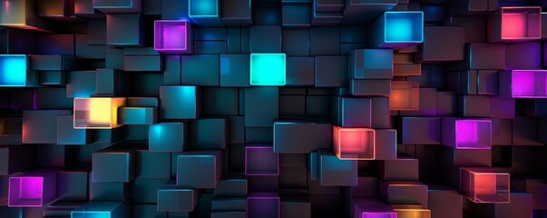 3D rendering of a colorful, glowing, futuristic, abstract background.