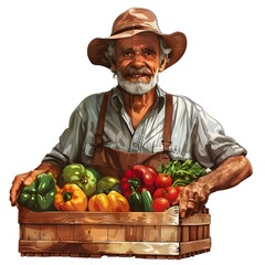 person holding full of vegetables, farmer with a basket of potatoes and different vegetable