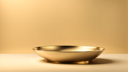 A gold bowl sits on a table