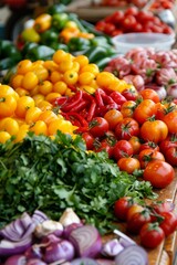 Abundant Variety of Fresh Vegetables on a Table