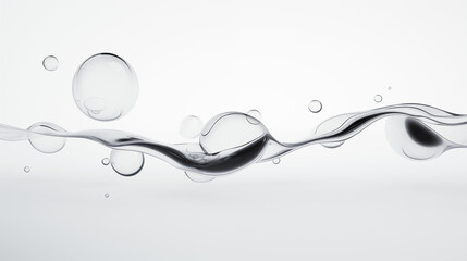 Minimalistic pure flow liquid bubble, white plain background