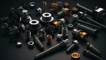 A collection of different types of screws and nuts displayed together