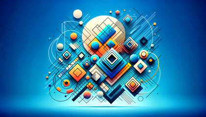 Fototapeta premium An abstract blue and beige geometric background