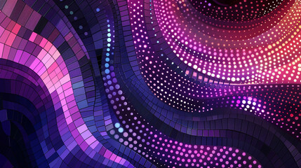 Cascading cubes in 3D, waterfall effect on a purple background.