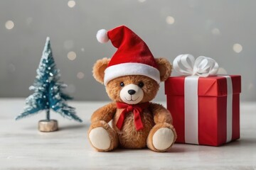 christmas teddy bear with gifts