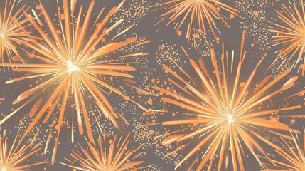 Energizing summer fireworks in orange-amber on seamless gray canvas.