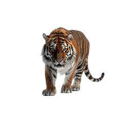 Obraz premium Angry Tiger Walking Front View isolated on a transparent background