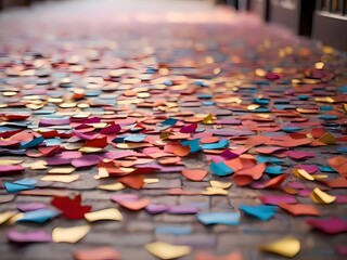 Obraz premium confetti on a floor after celebration party 