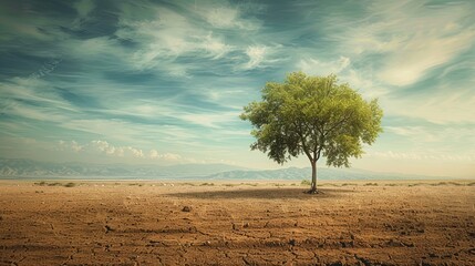A powerful image of a lone tree in a barren landscape, symbolizing resilience and perseverance in adversity.
