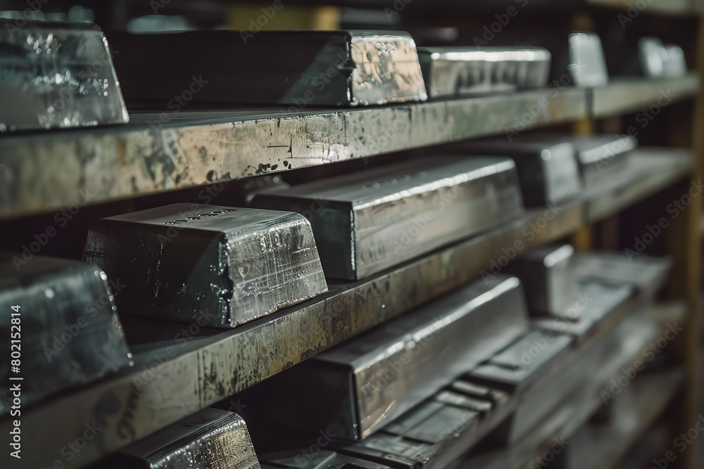 Sticker An investor examines platinum bars in a secure vault - assessing the long-term value and investment potential of the precious metal