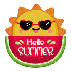 Watercolor  watermelons and lettering hello summer