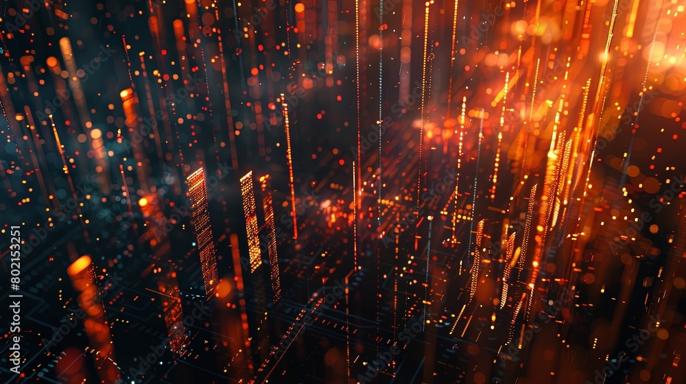 Poster abstract background of candlestick stock market graphs, representing price movements and patterns in