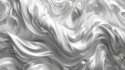 Abstract silver silk wavy fabric texture background. Elegant flowing satin textile.
