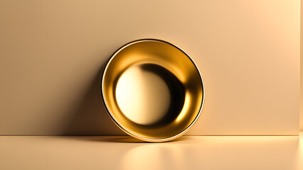 A gold bowl with a hole in the middle