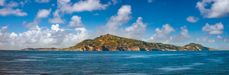 Panoramic view of the island of Ischia, Bay of Naples (Napoli), Campania, Italy.