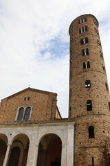 Saint Apollinare Nuovo and bell tower with single-lancet, double-lancet and triple-lancet windows...