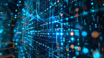 Fototapeta premium Safeguarding Digital Data: Enhancing Security with Cybersecurity Measures and Blockchain Technology. Concept Cybersecurity Measures, Blockchain Technology, Data Protection, Digital Security