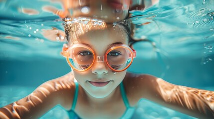 Naklejka premium child in swimming pool