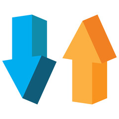 Red green up & down arrow icon sign vector. Cryptocurrency, stock and forex investment trading analysis symbol. EPS 10.