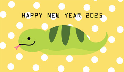 Cute baby snake new year 2025 card. Tsuchinoko snake for lunar new year 2025 greeting card.