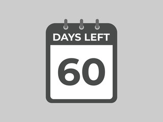 60 days to go countdown template. 60 day Countdown left days banner design. 60  Days left countdown timer