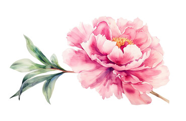 Watercolor beautiful pale pink peony flower isolated. Beautiful flower for wedding and invitation.