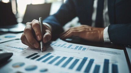 Economist presenting a market analysis graph to a team. discussing financial trends and strategies.