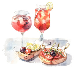 Refreshing summer drinks and bruschetta