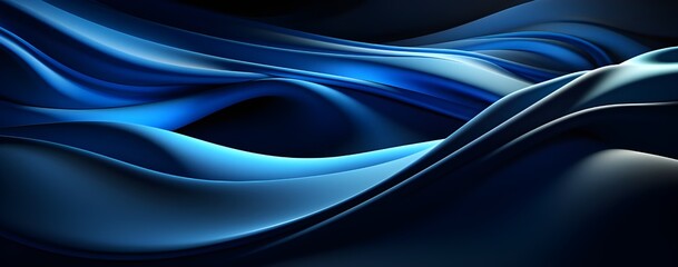 Abstract blue background with glowing wavy lines and waves, AI digital technology concept