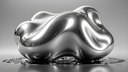 abstract shape silver metalic liquid
