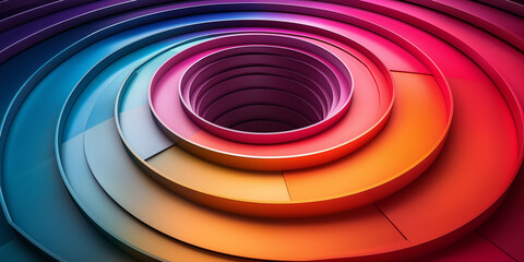 Zirkel Kreis in bunten leuchtendenFarbenspiel spiralf&ouml;rmig im Querformat f&uuml;r Banner