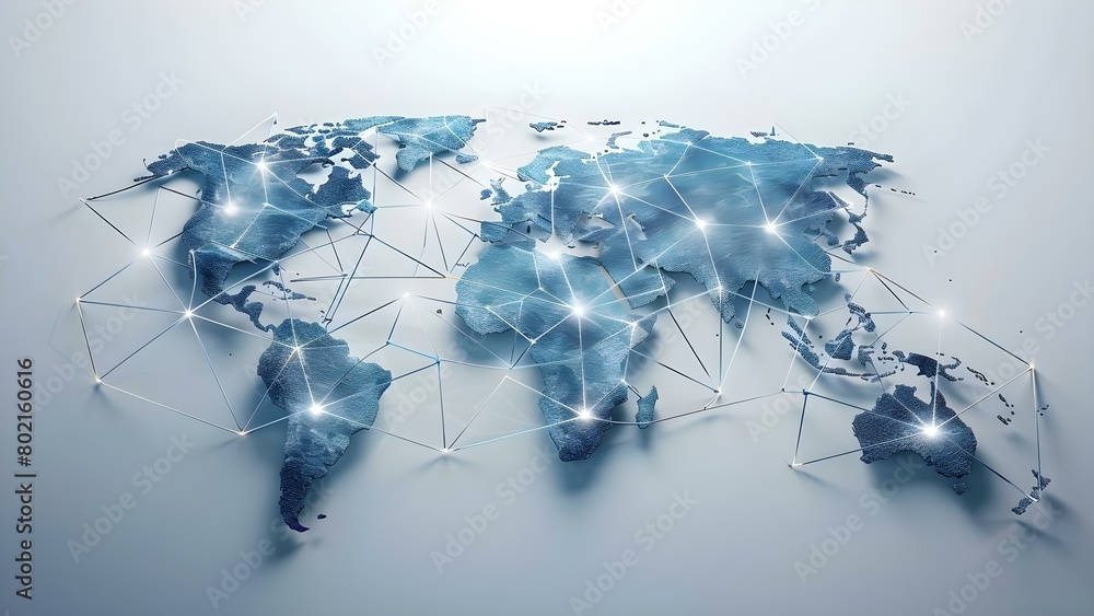 Poster mapping interconnected flight routes in a global business network. concept global business network, 