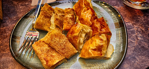 Turkish style water pastry on a plate