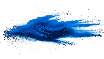 blue chalk and dust flying, effect explode isolated on transparent background. png