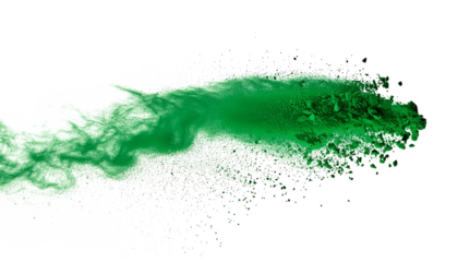 green chalk and dust flying, effect explode isolated on transparent background. png