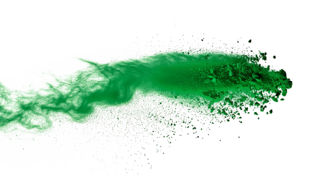 green chalk and dust flying, effect explode isolated on transparent background. png