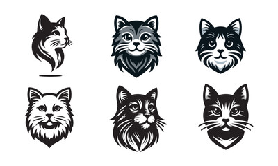 cat head vector logo icon illustration silhouette 