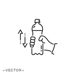 shake the bottle well, shaker icon, hand holding drink, thin line symbol isolated on white background, editable stroke eps 10 vector illustration