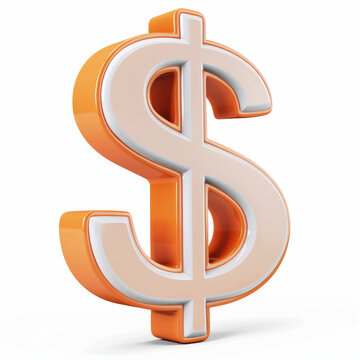recommend clip art: 3d render of an orange and white dollar sign, clip art 3d, isolated white background.