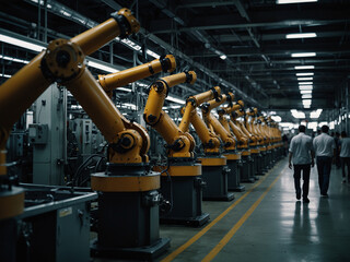 Naklejka premium Automating Assembly, The Robotic Arm in Factory Production