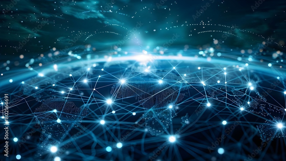 Aufkleber mapping global digital networks and communication channels. concept global digital networks, communi