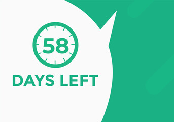 58 days to go countdown template. 58 day Countdown left days banner design. 58  Days left countdown timer
