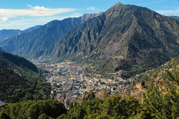 Fototapeta na wymiar Amazing mountain landscape of Andorra from a bird's eye view