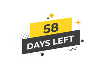 58 days to go countdown template. 58 day Countdown left days banner design. 58  Days left countdown timer
