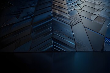 abstract blue and black are light pattern with the gradient is the with floor wall metal texture soft tech diagonal background black dark clean modern Generative AI 