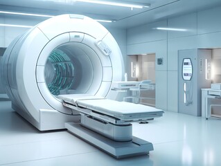 Medical examination with CT scanning, patients perspective, diagnostic radiology banner