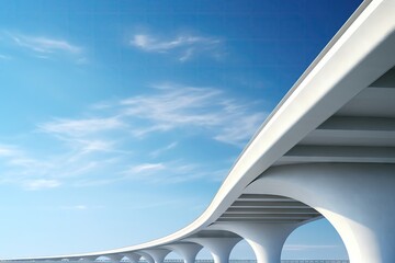 Infrastructure and design, side view of overpass against sky, modern transportation banner