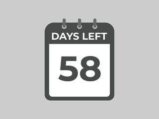 58 days to go countdown template. 58 day Countdown left days banner design. 58  Days left countdown timer
