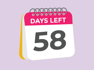 58 days to go countdown template. 58 day Countdown left days banner design. 58  Days left countdown timer
