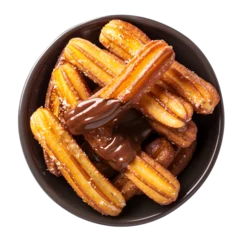 Gardinen Churros con Chocolate Food Dish top view isolated on a transparent background © Sami